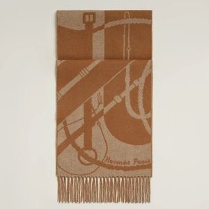 New With Tag Authentic Hermes Clic Clac Mufflers Camel Beige One Size